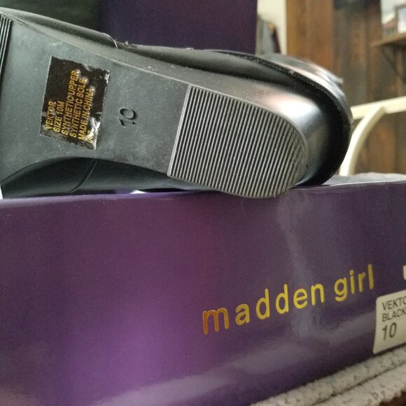 NWOT MADDEN GIRL BLACK WEDGE TALL BOOTS - Picture 4 of 8